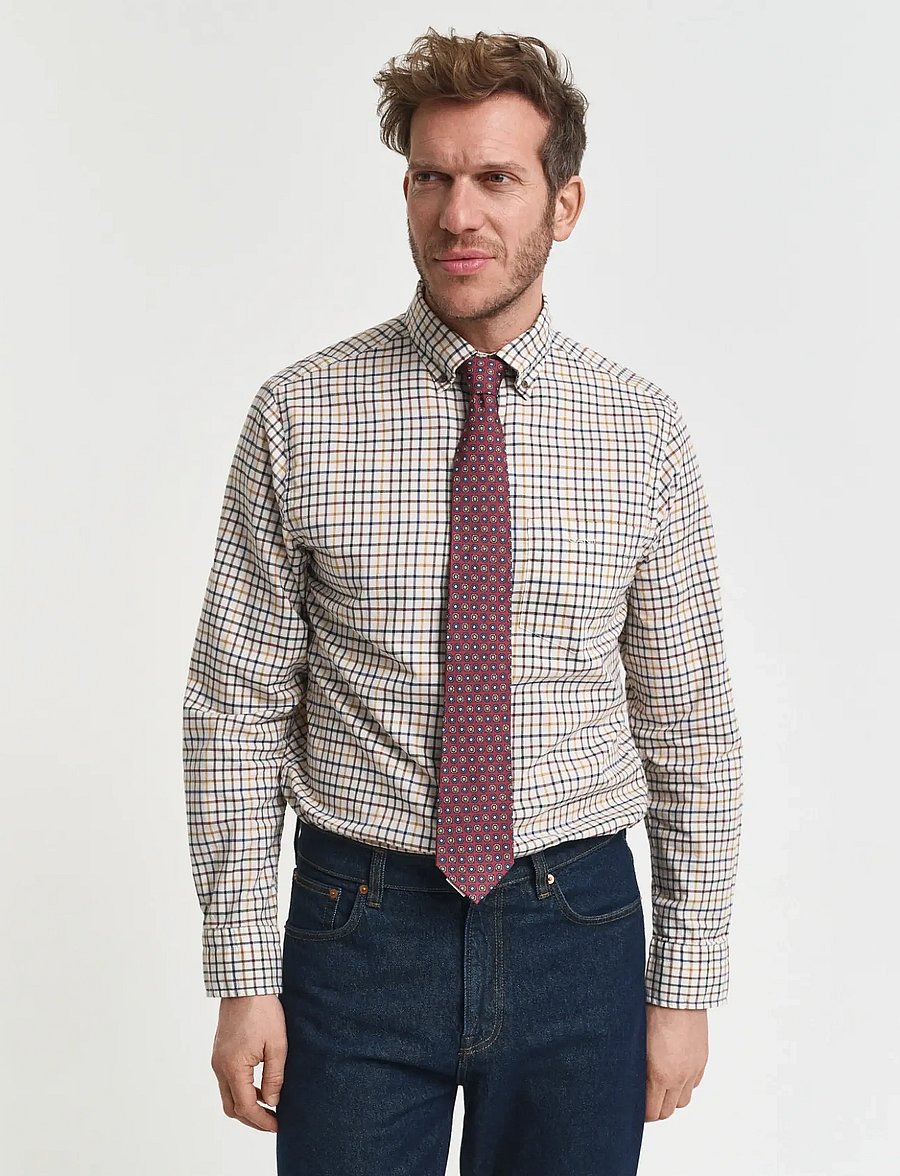 Gant - REG TWILL CHECK SHIRT - mustriga särgid - mahogany brown - 4