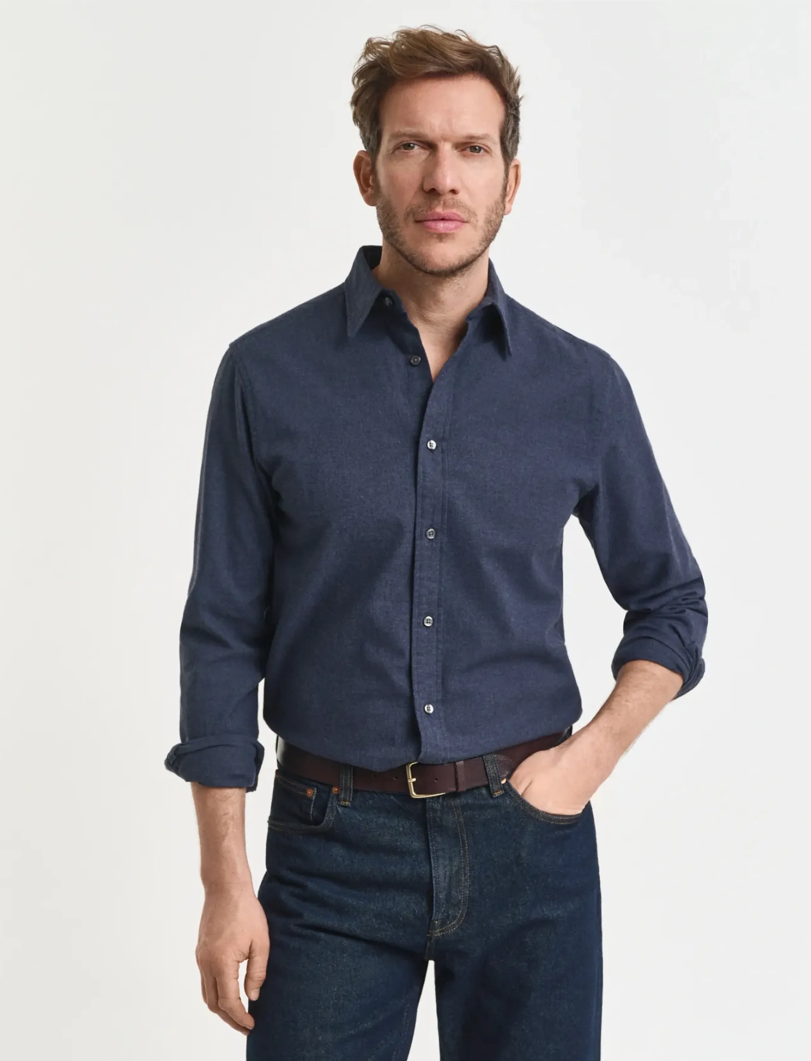 Gant Reg Flannel Melange Shirt, S, Shirts, Blau - Casual Männerswear