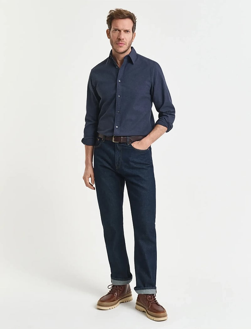 GANT - REG FLANNEL MELANGE SHIRT - basic-hemden - dark indigo melange - 4