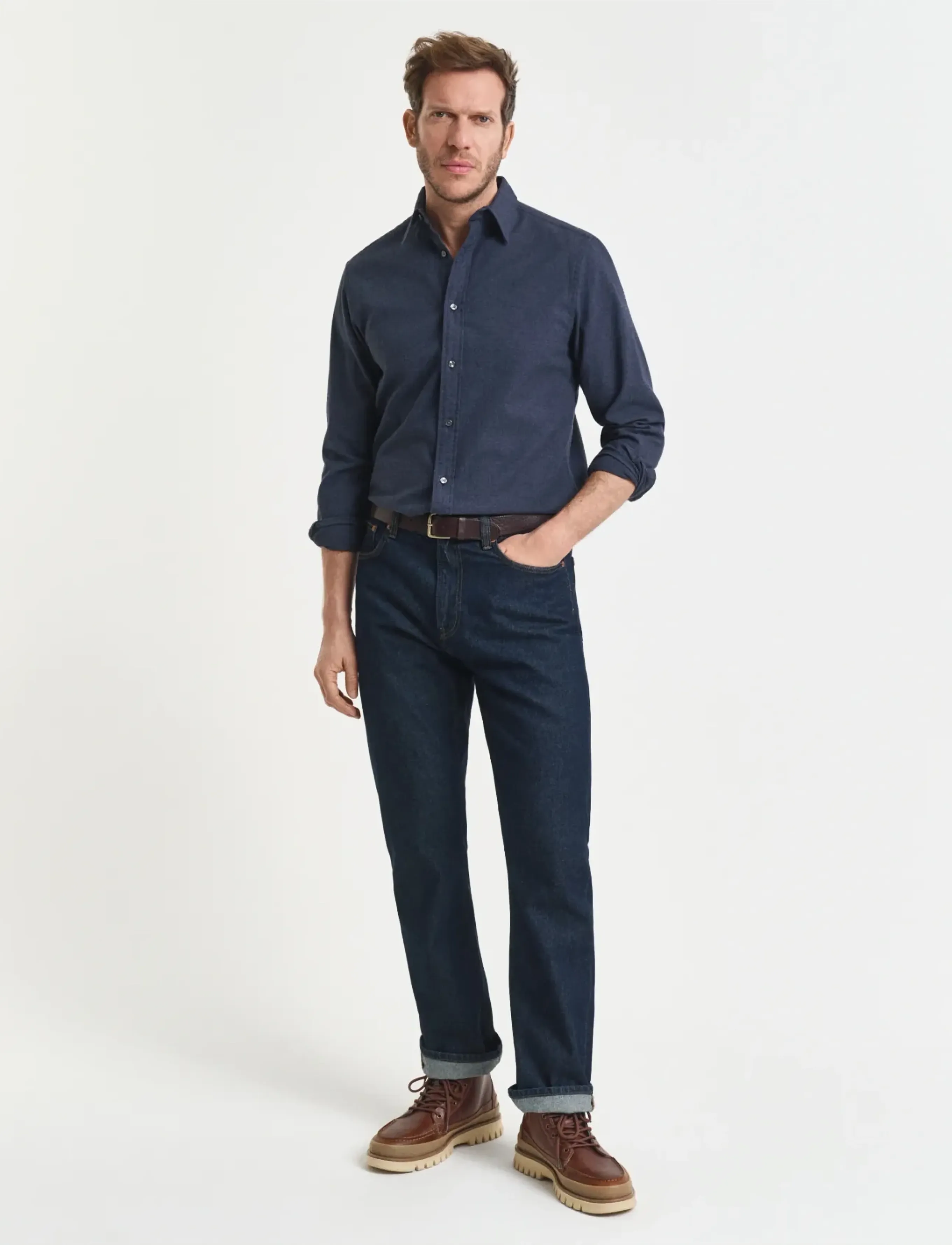 Gant - REG FLANNEL MELANGE SHIRT - flanell-hemden - dark indigo melange - 4