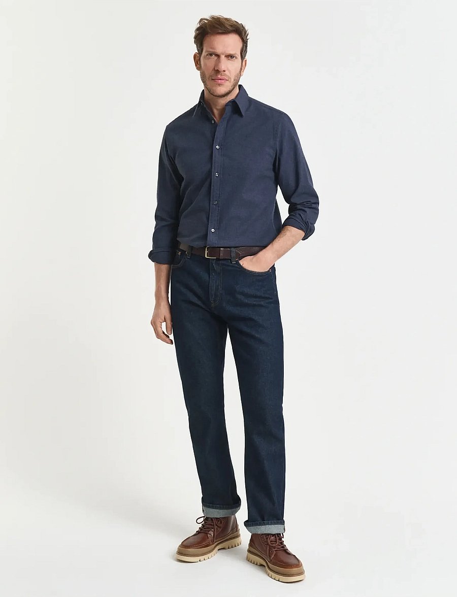 Gant - REG FLANNEL MELANGE SHIRT - flanell-hemden - dark indigo melange - 4