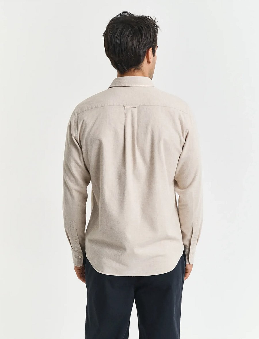 Gant - REG FLANNEL MELANGE SHIRT - flannel-skjorter - light beige melange - 3