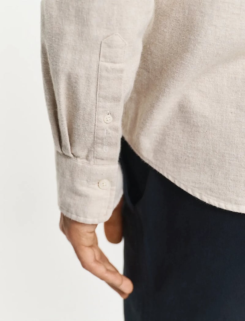 GANT - REG FLANNEL MELANGE SHIRT - flanellskjortor - light beige melange - 4