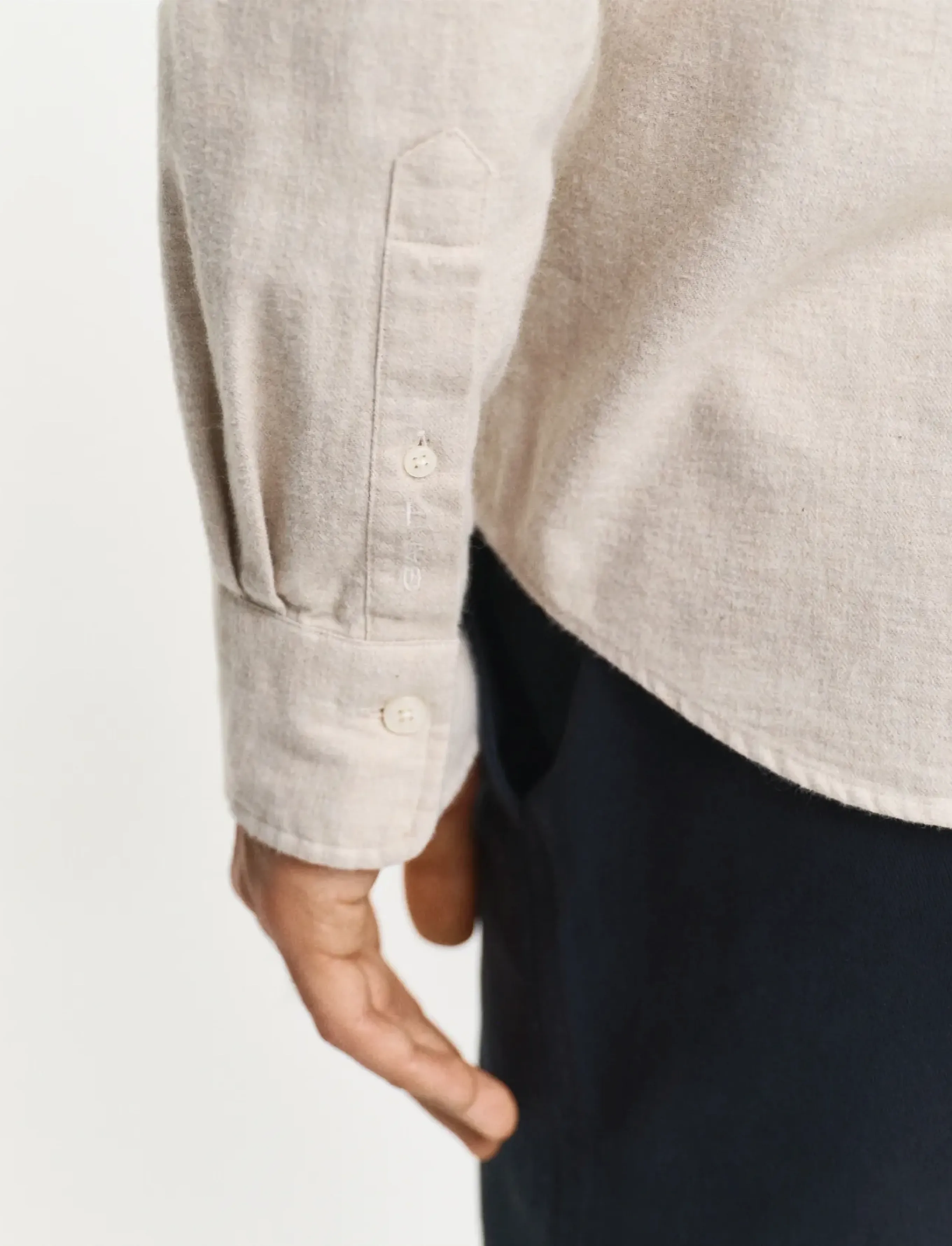 Gant - REG FLANNEL MELANGE SHIRT - flannel skyrtur - light beige melange - 4