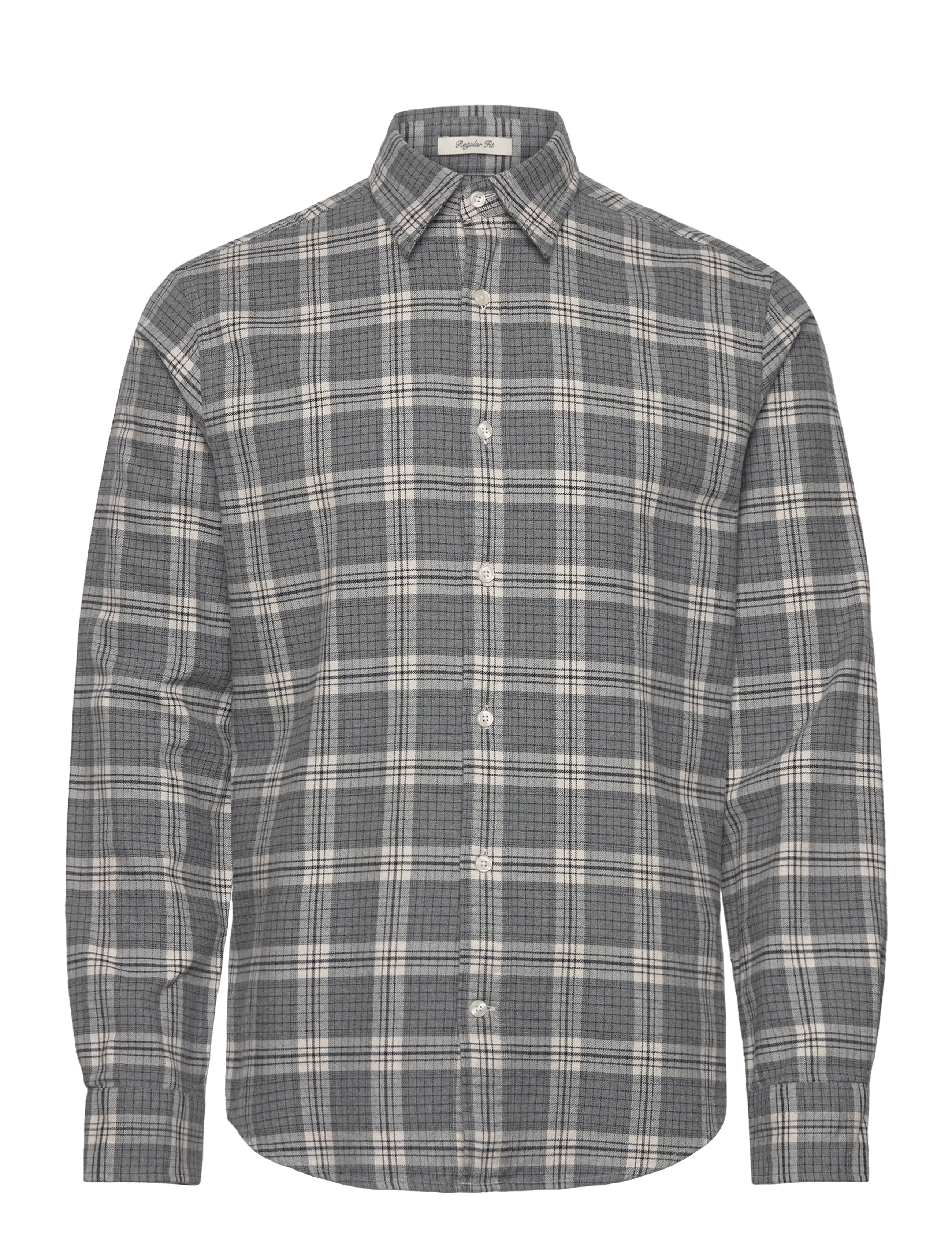 GANT REG FLANNEL MELANGE CHECK SHIRT - Ruudulised särgid - DARK GREY MELANGE / grey