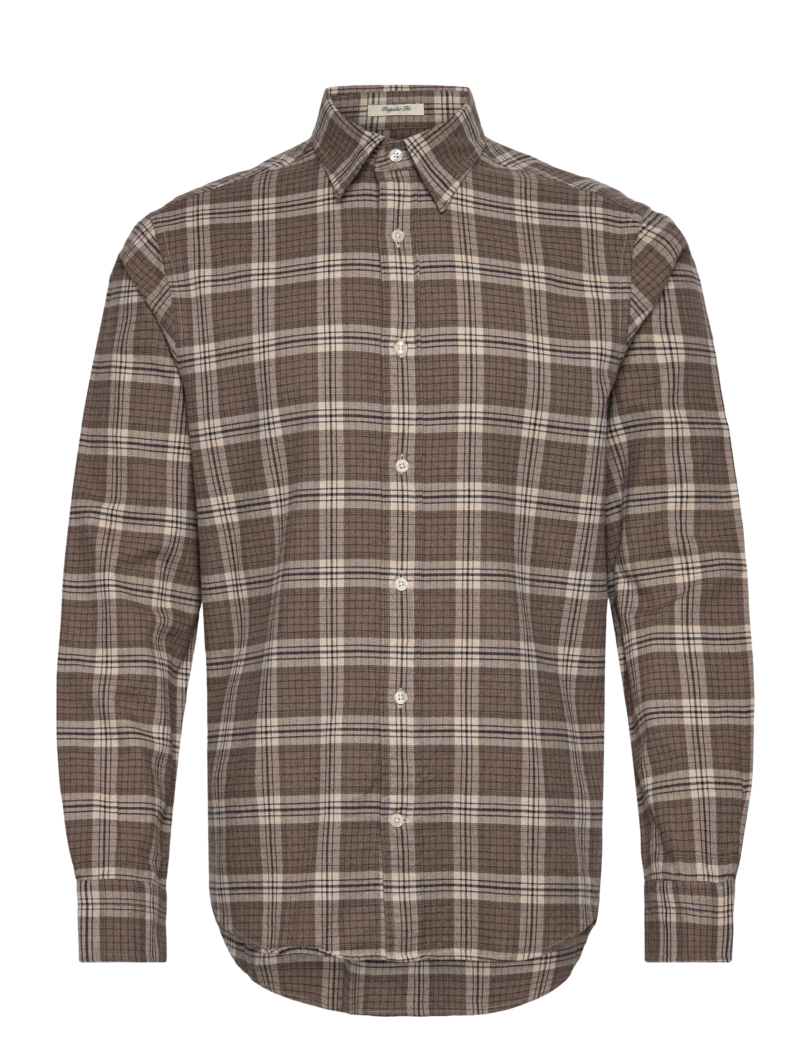 GANT REG FLANNEL MELANGE CHECK SHIRT - Kampagne - DARK HAZELNUT MELANGE / brown