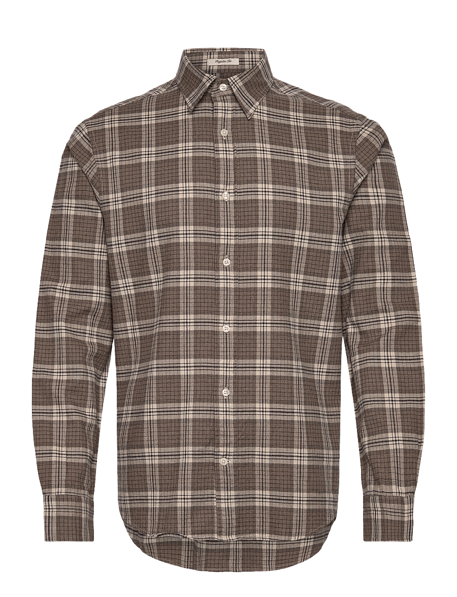 Gant - REG FLANNEL MELANGE CHECK SHIRT - flanell-hemden - dark hazelnut melange - 0