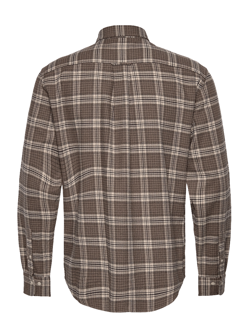 GANT - REG FLANNEL MELANGE CHECK SHIRT - basic skjorter - dark hazelnut melange - 1