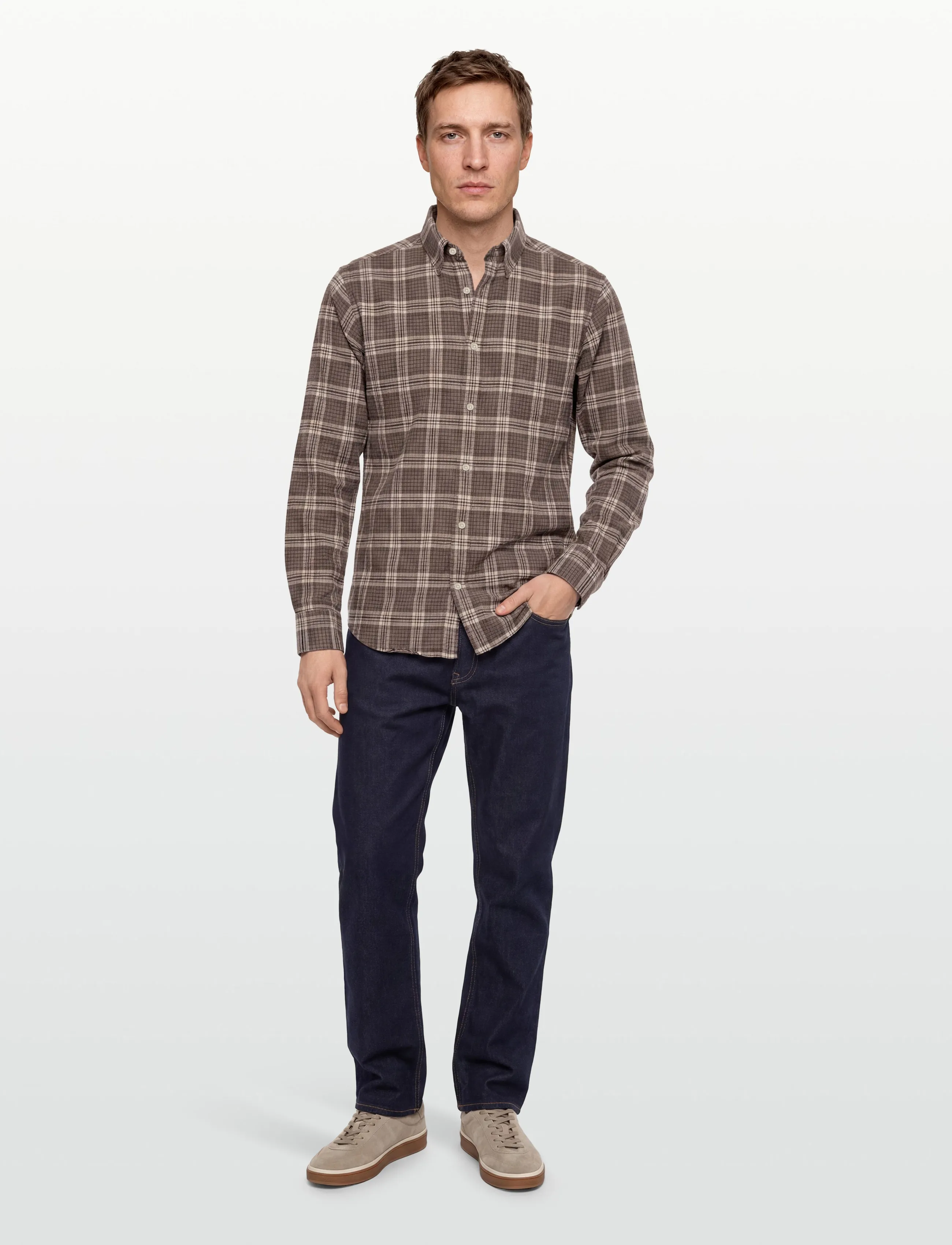 Gant Reg Flannel Melange Check Shirt, M, Shirts, Braun - Checkered Männerswear