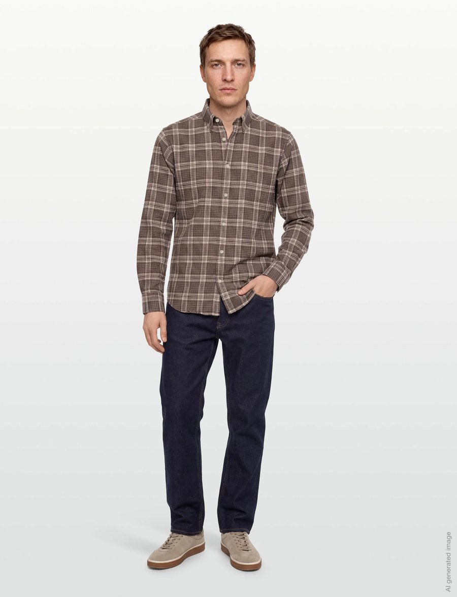 Gant - REG FLANNEL MELANGE CHECK SHIRT - flanell-hemden - dark hazelnut melange - 0