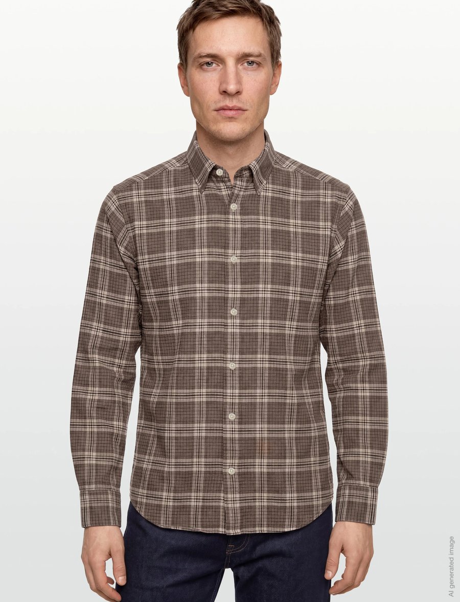 Gant - REG FLANNEL MELANGE CHECK SHIRT - flanell-hemden - dark hazelnut melange - 3