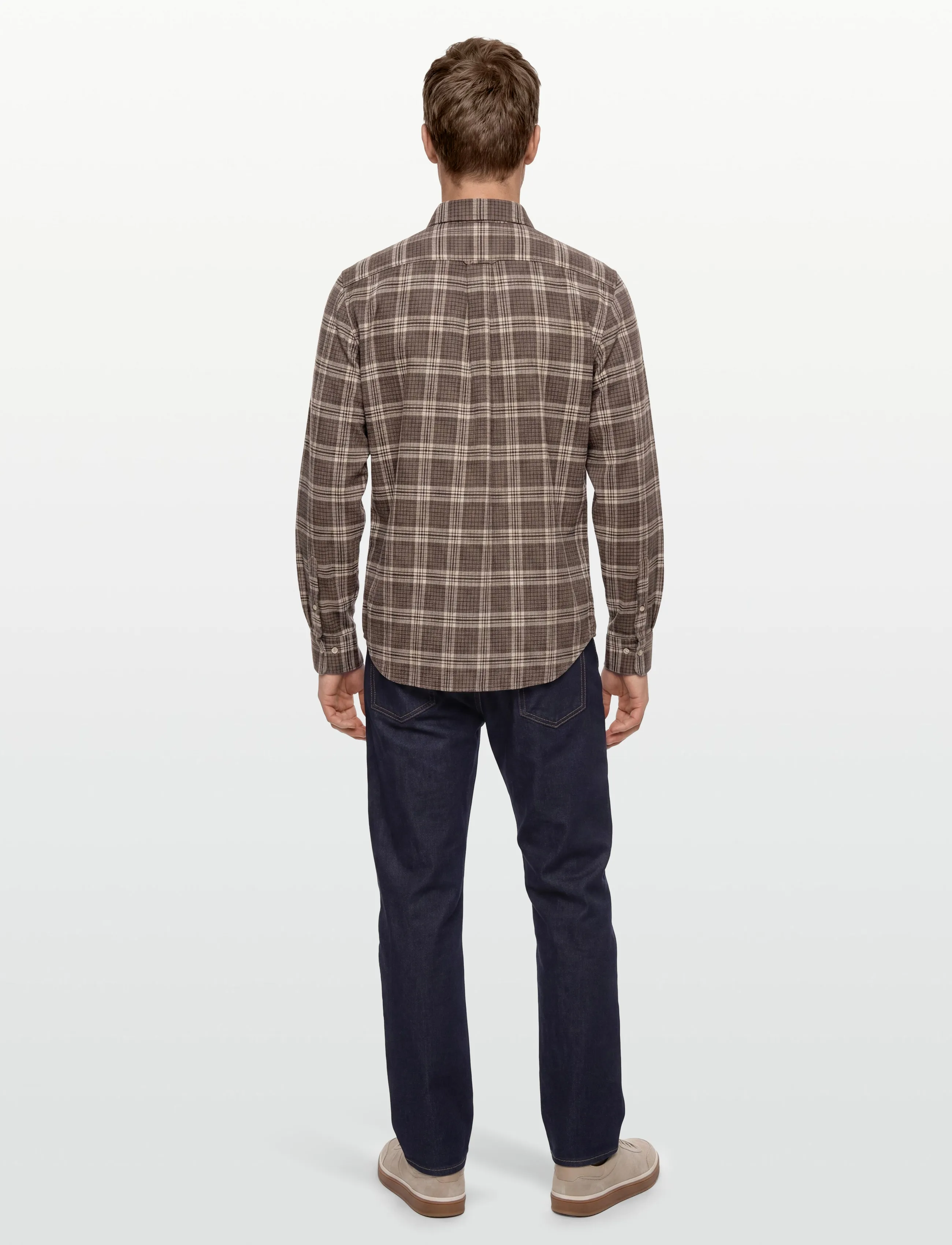 Gant - REG FLANNEL MELANGE CHECK SHIRT - mænd - dark hazelnut melange - 4