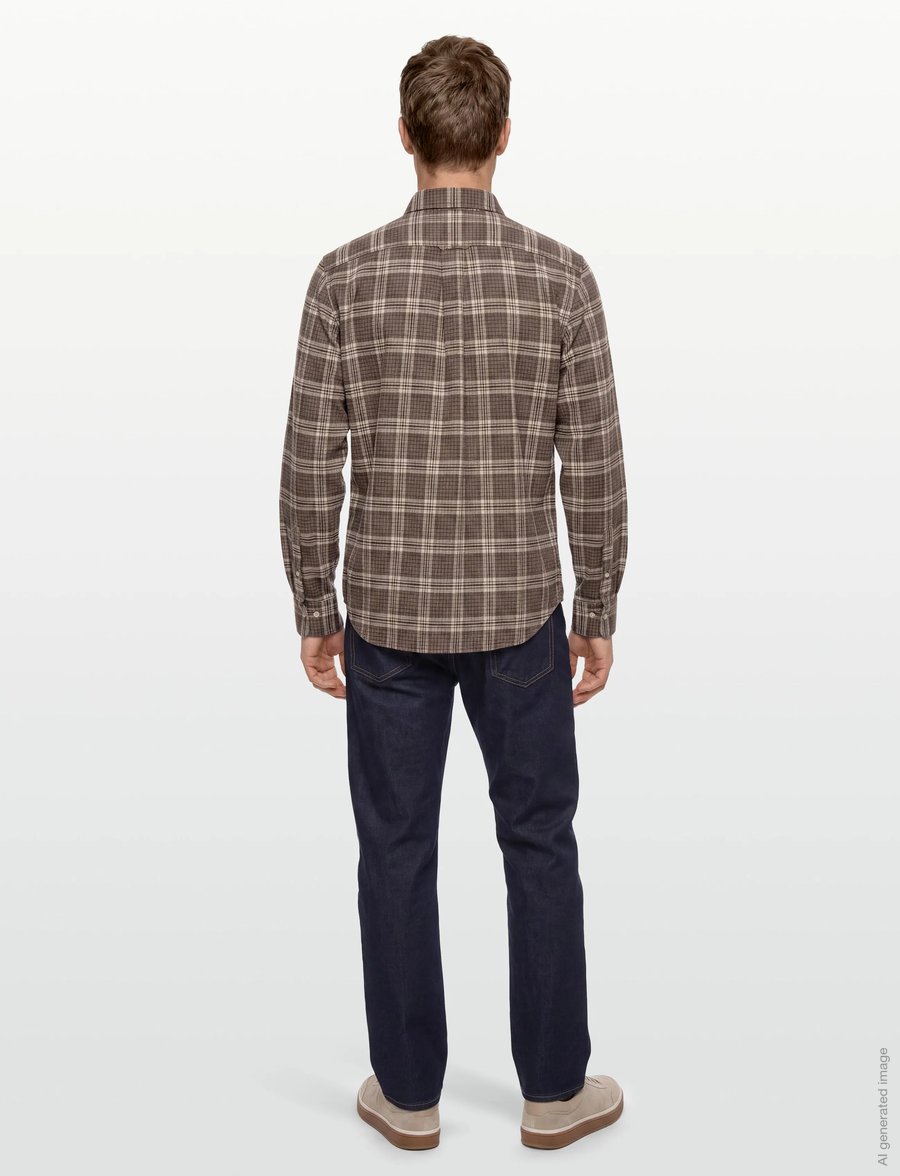 Gant - REG FLANNEL MELANGE CHECK SHIRT - flanell-hemden - dark hazelnut melange - 4