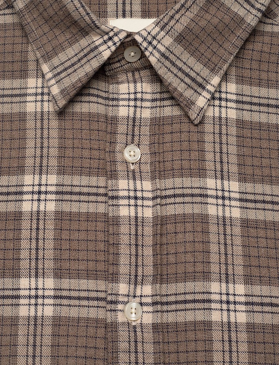 Gant - REG FLANNEL MELANGE CHECK SHIRT - flanell-hemden - dark hazelnut melange - 2
