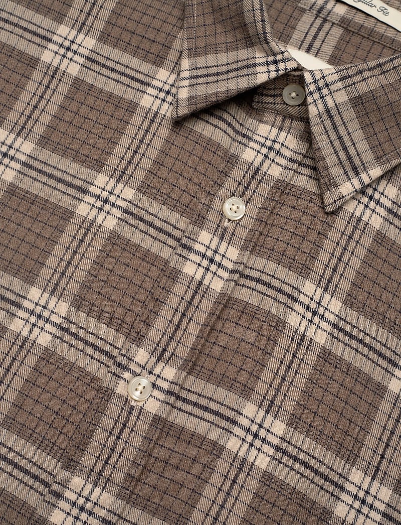 GANT - REG FLANNEL MELANGE CHECK SHIRT - basic skjorter - dark hazelnut melange - 3