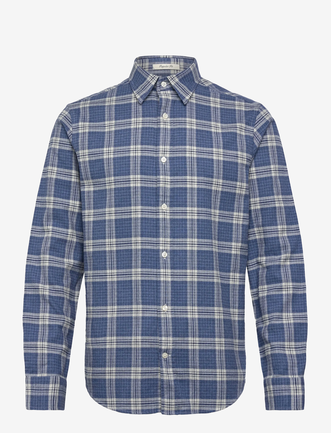 GANT - REG FLANNEL MELANGE CHECK SHIRT - flanellsärgid - denim blue melange - 0