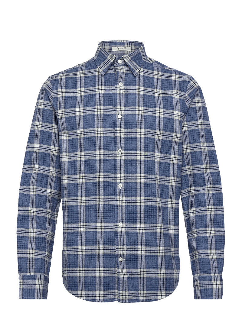 GANT - REG FLANNEL MELANGE CHECK SHIRT - flanellsärgid - denim blue melange - 0