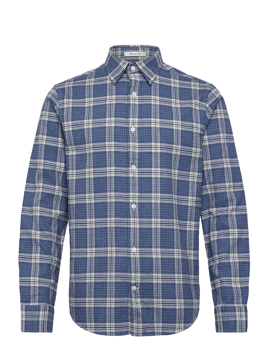 Gant - REG FLANNEL MELANGE CHECK SHIRT - flannel-skjorter - denim blue melange - 0