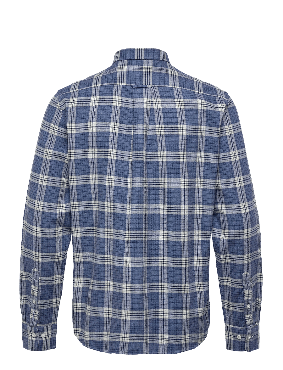 Gant - REG FLANNEL MELANGE CHECK SHIRT - flannel-skjorter - denim blue melange - 1