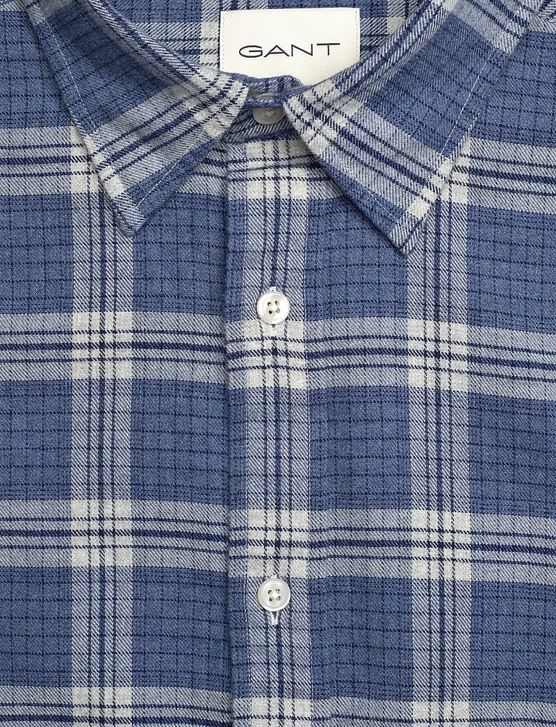 GANT - REG FLANNEL MELANGE CHECK SHIRT - flanellsärgid - denim blue melange - 2