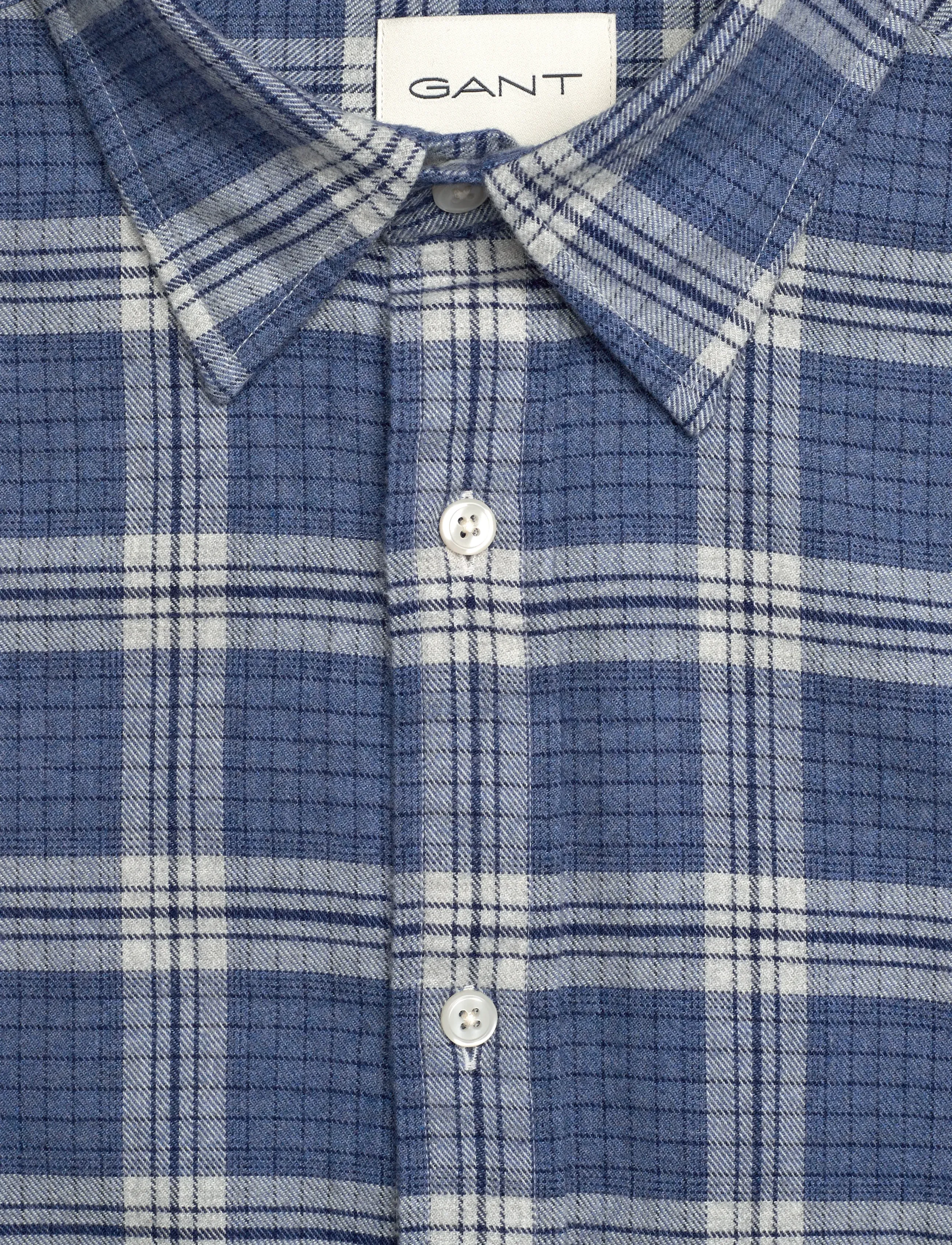 Gant - REG FLANNEL MELANGE CHECK SHIRT - flannel-skjorter - denim blue melange - 2