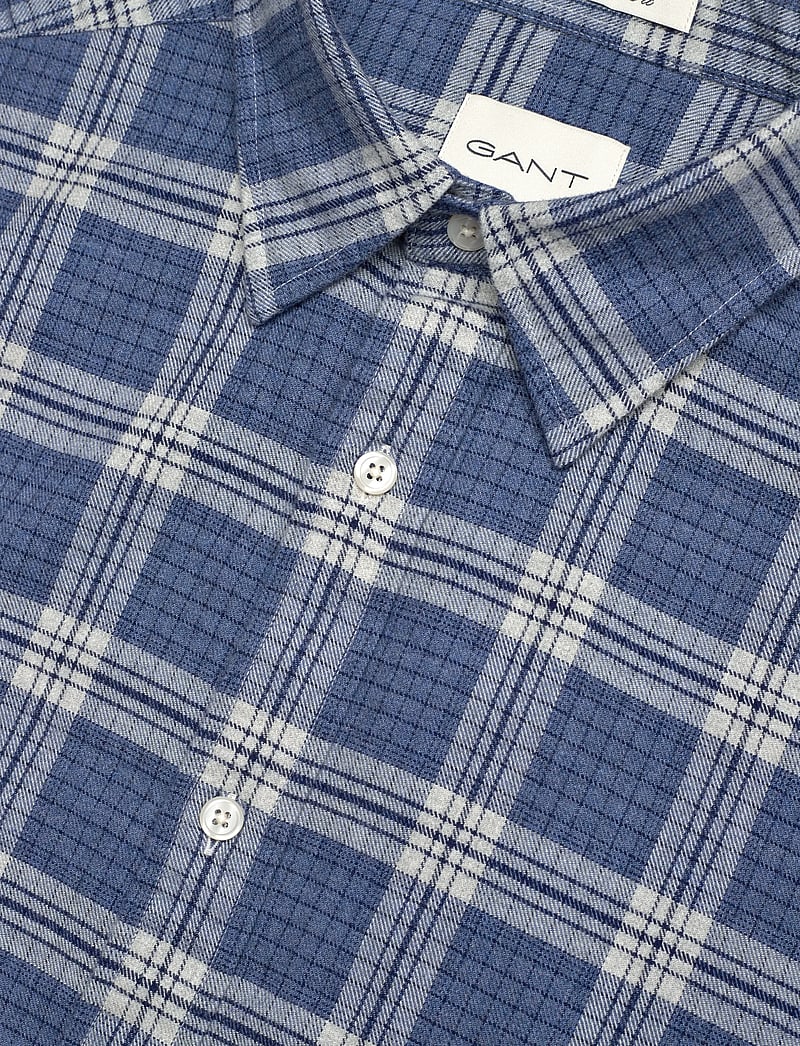 GANT - REG FLANNEL MELANGE CHECK SHIRT - flanellsärgid - denim blue melange - 3