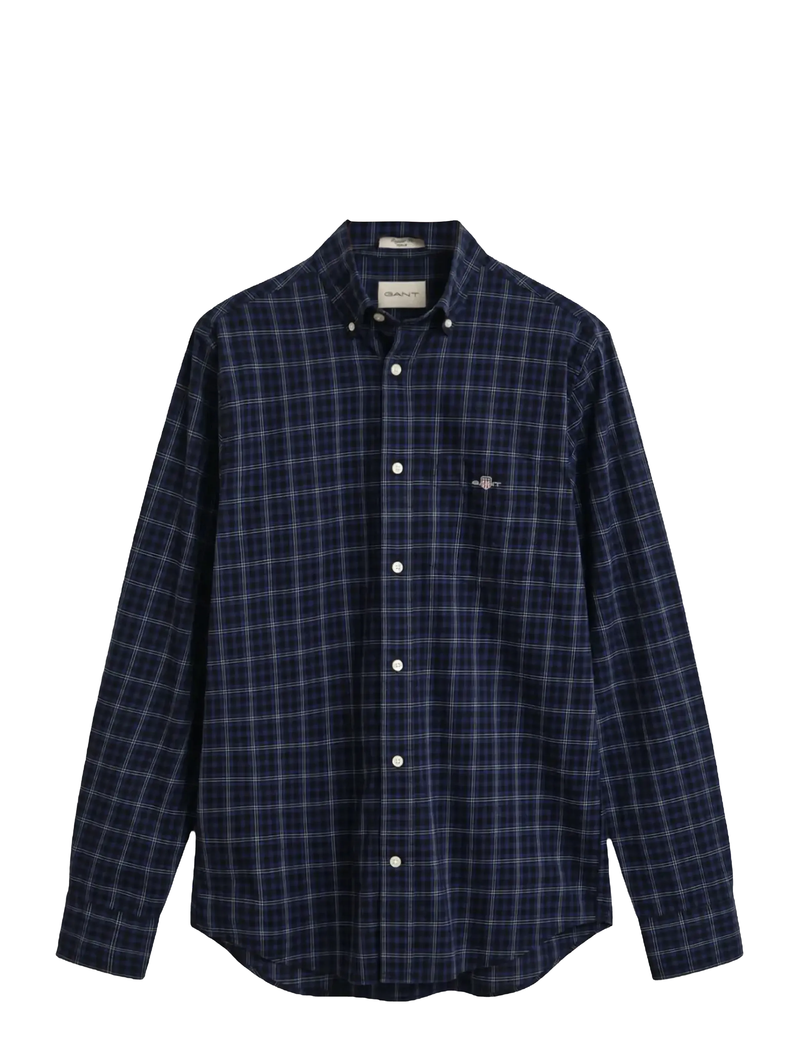 GANT Reg Klassisch Poplin Check Shirt Navy - S - Herren
