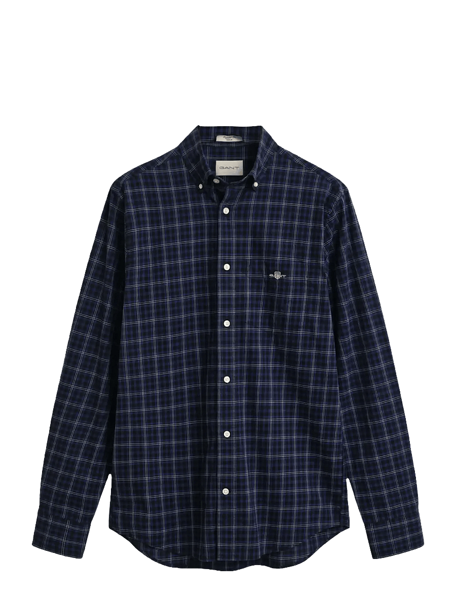 Gant - REG CLASSIC POPLIN CHECK SHIRT - ternede skjorter - persian blue - 1