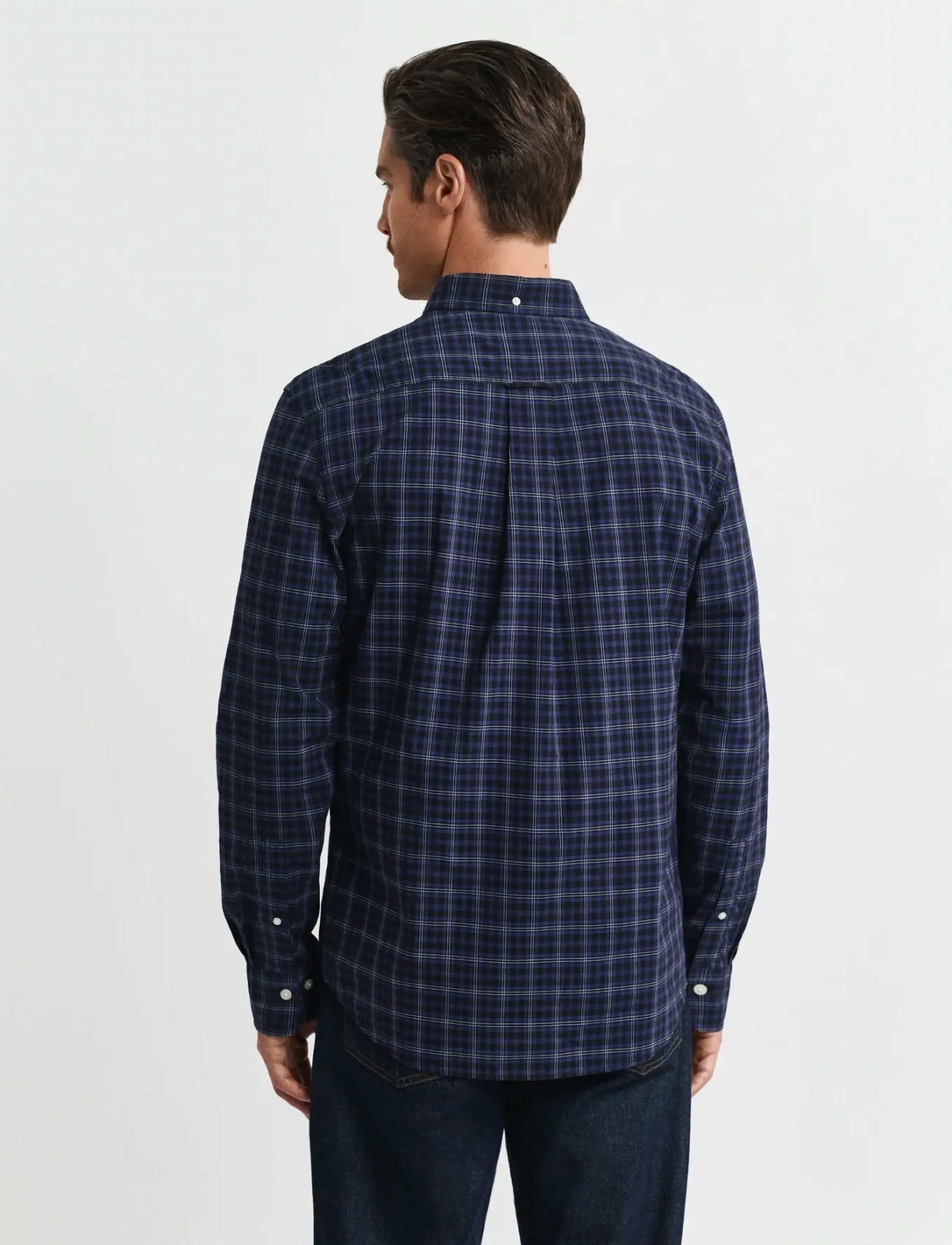Gant - REG CLASSIC POPLIN CHECK SHIRT - ternede skjorter - persian blue - 2
