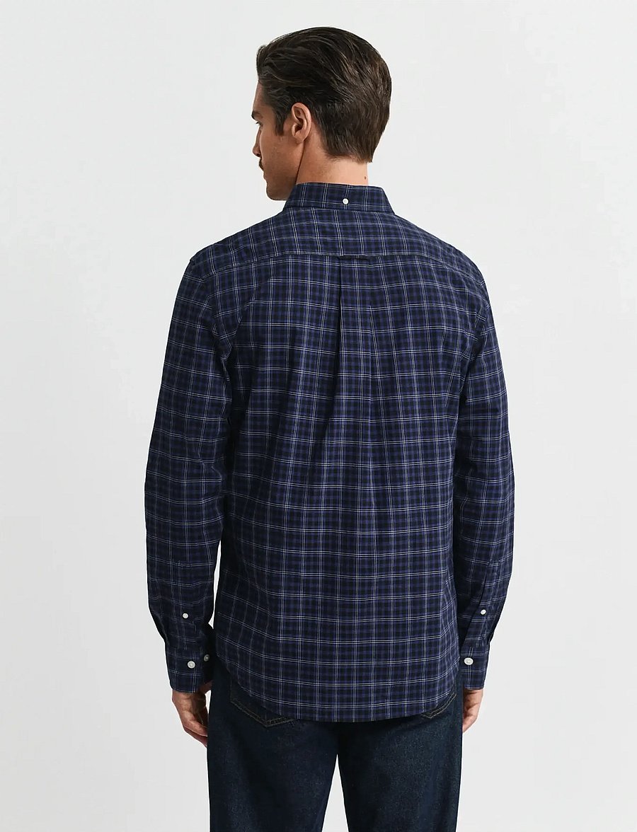 Gant - REG CLASSIC POPLIN CHECK SHIRT - ternede skjorter - persian blue - 2