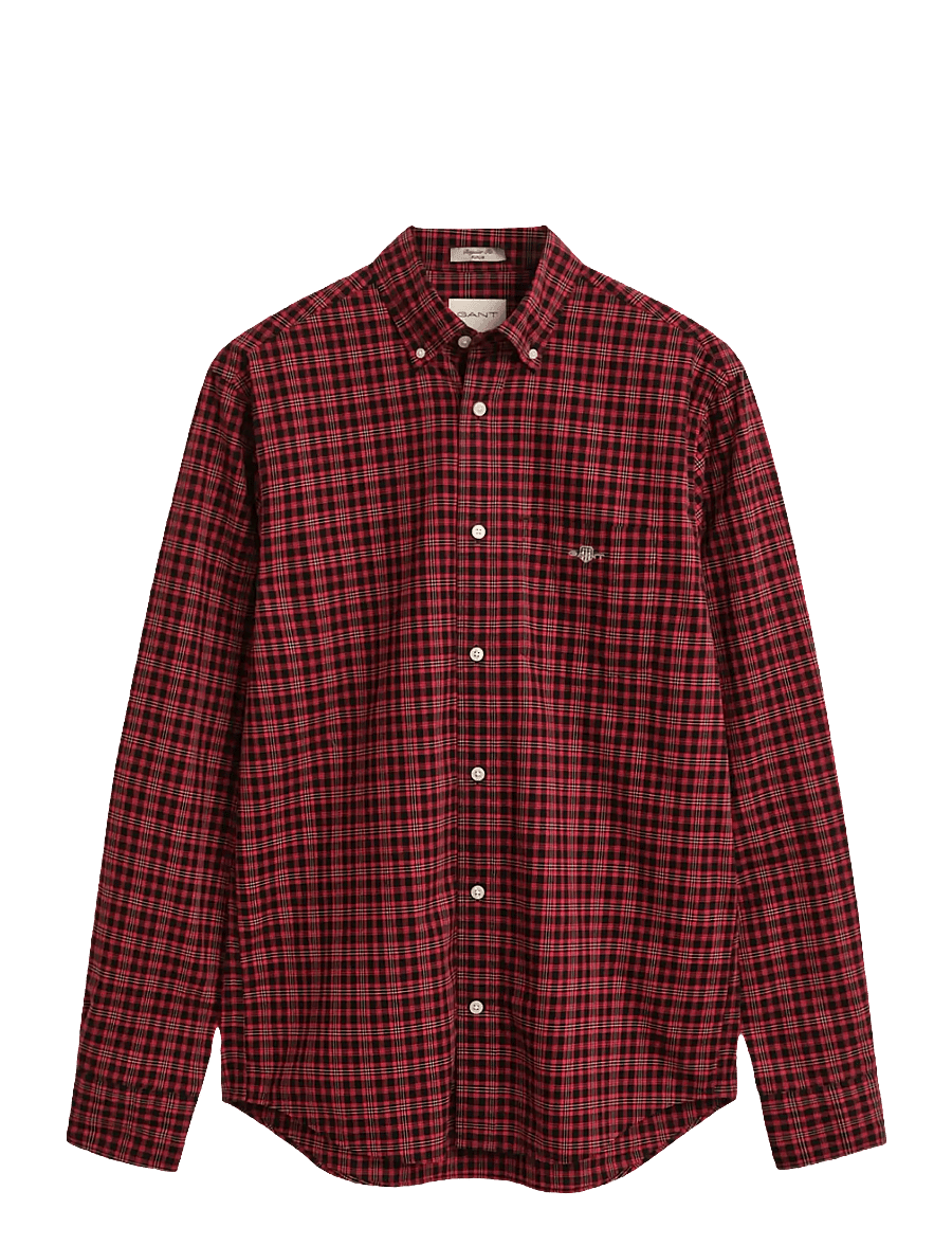 Gant - REG CLASSIC POPLIN CHECK SHIRT - ternede skjorter - ruby red - 1