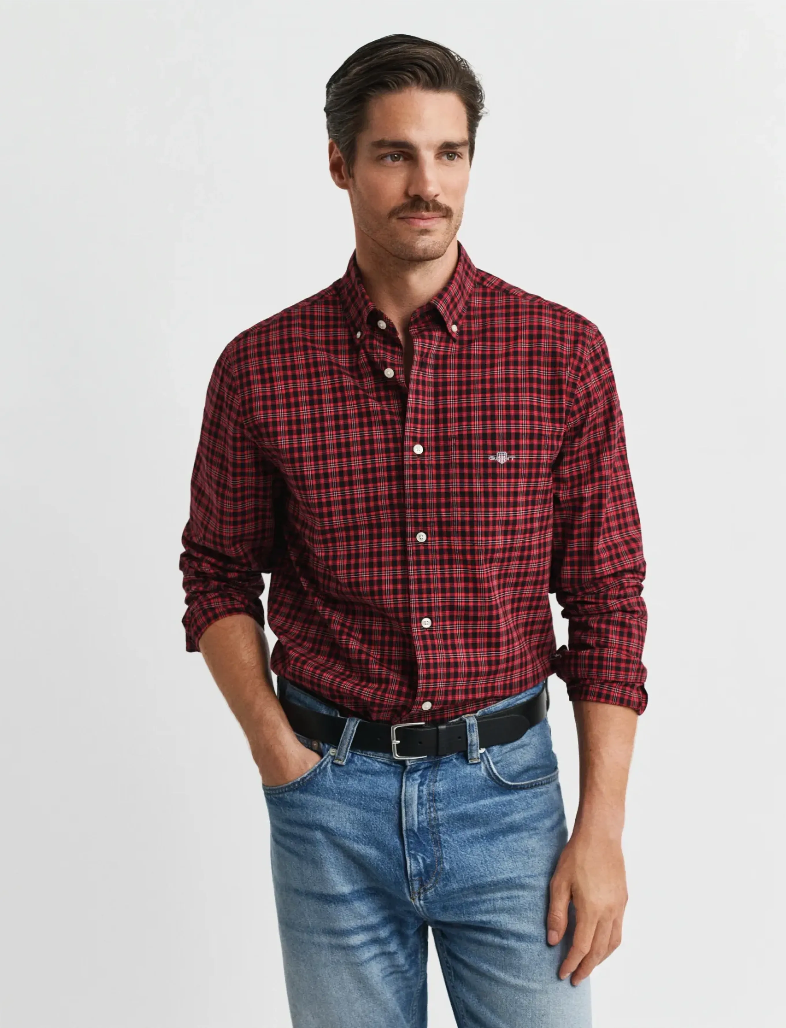 Gant Reg Classic Poplin Check Shirt, L, Shirts, Rot - Checkered Männerswear