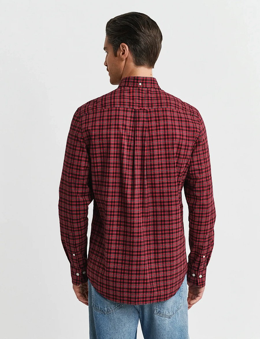 Gant - REG CLASSIC POPLIN CHECK SHIRT - ternede skjorter - ruby red - 2