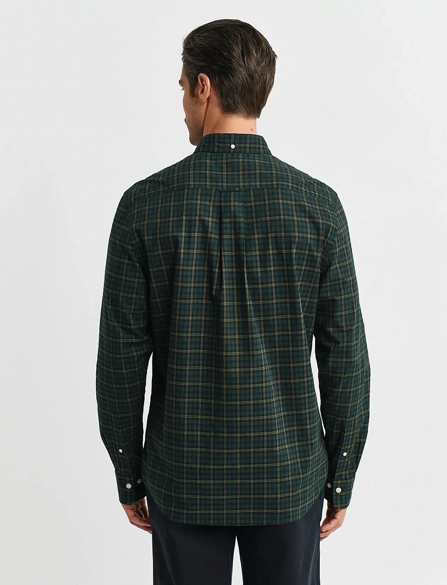 Gant - REG CLASSIC POPLIN CHECK SHIRT - ternede skjorter - tartan green - 2