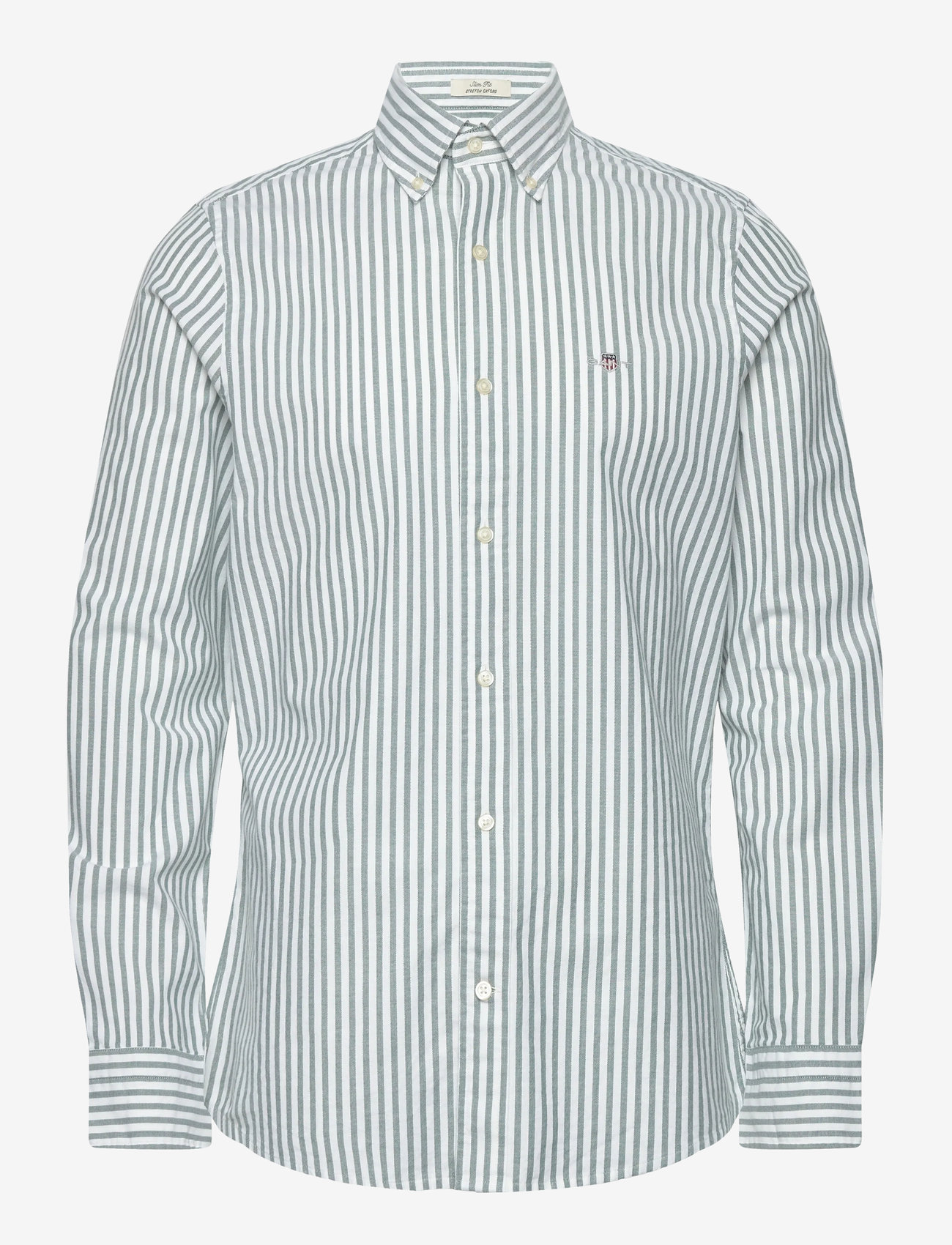 GANT - SLIM OXFORD STRETCH STRIPE SHIRT - basic-hemden - forest green - 0