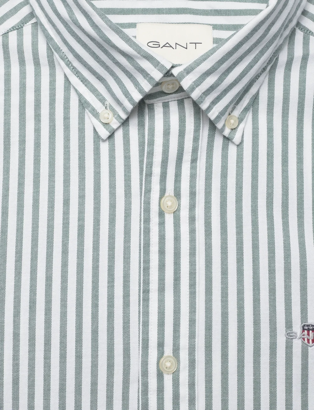 GANT - SLIM OXFORD STRETCH STRIPE SHIRT - triibulised särgid - forest green - 2