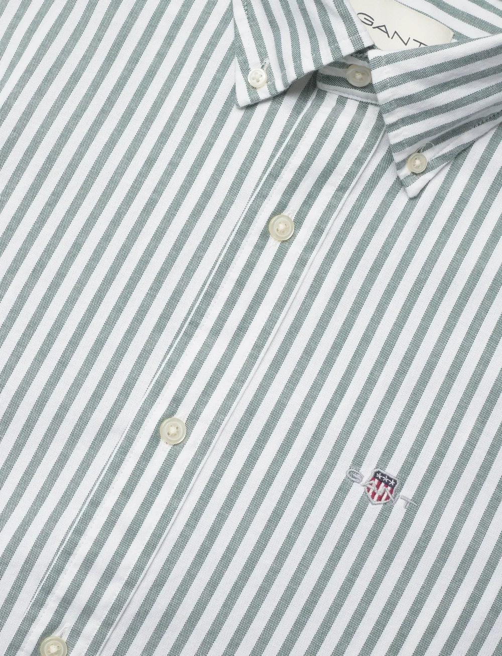 GANT - SLIM OXFORD STRETCH STRIPE SHIRT - triibulised särgid - forest green - 3