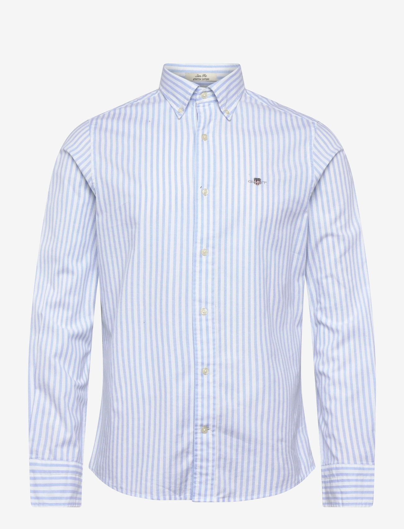 GANT - SLIM OXFORD STRETCH STRIPE SHIRT - basic skjortor - light blue - 0