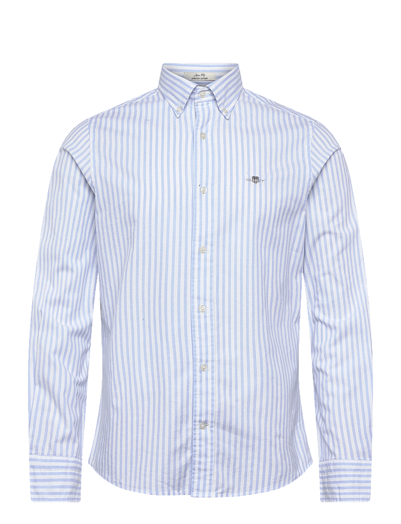 GANT - SLIM OXFORD STRETCH STRIPE SHIRT - basic skjortor - light blue - 0