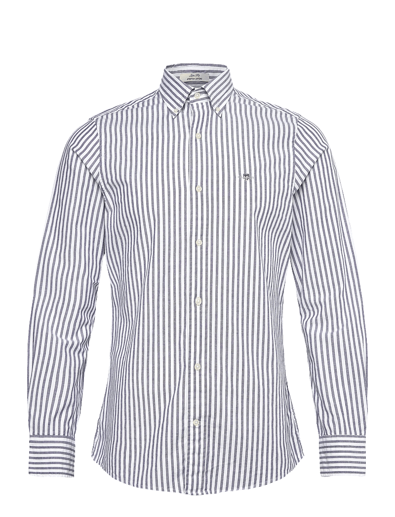 GANT - SLIM OXFORD STRETCH STRIPE SHIRT - stribede skjorter - persian blue - 0