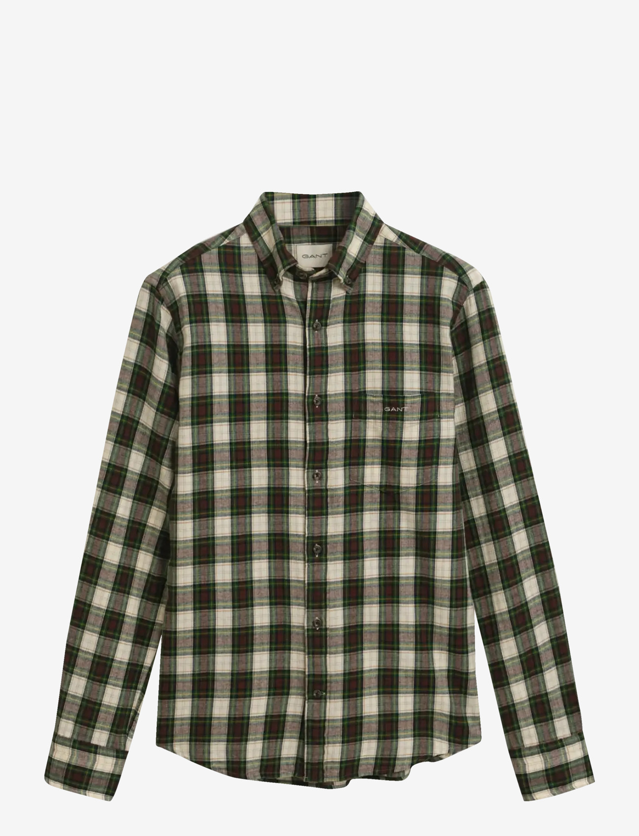 GANT - REG WINDBLOWN FLANNEL CHECK SHIRT - basic-hemden - cream - 0