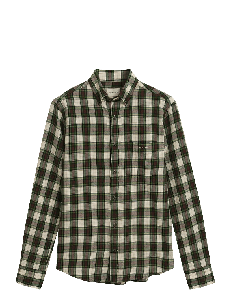 GANT - REG WINDBLOWN FLANNEL CHECK SHIRT - basic-hemden - cream - 0