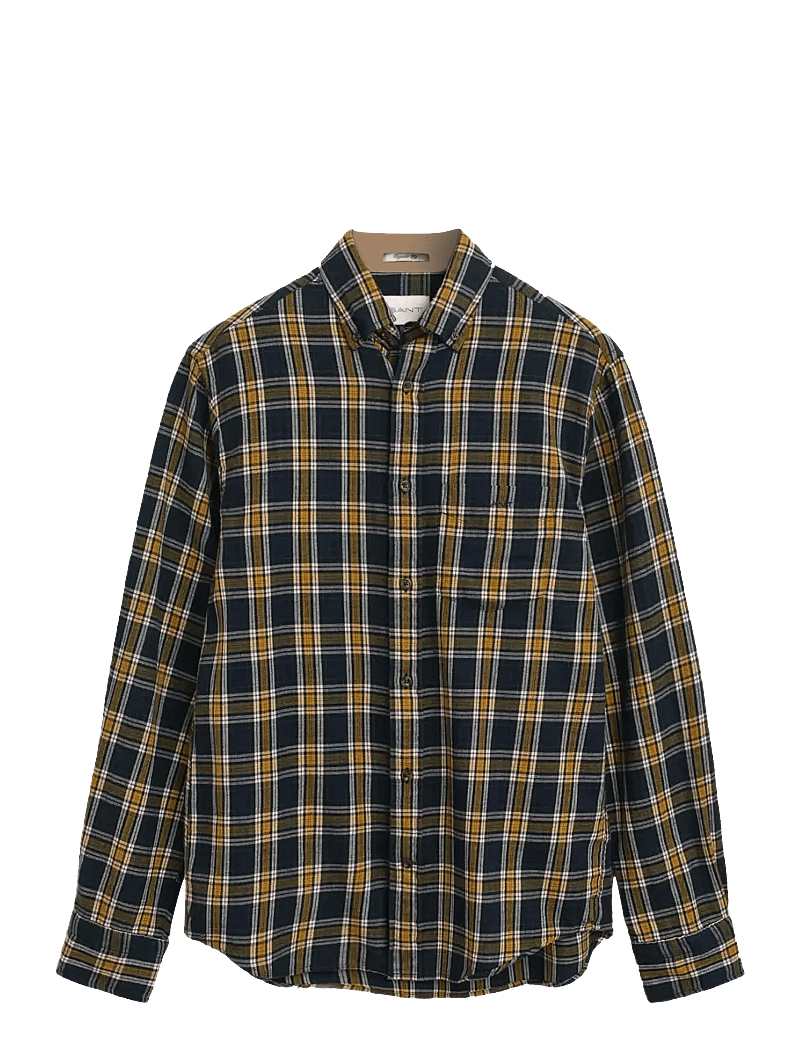 GANT - REG WINDBLOWN FLANNEL CHECK SHIRT - basic shirts - evening blue - 1