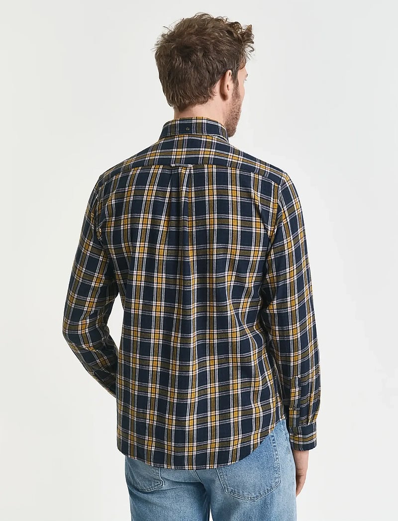 GANT - REG WINDBLOWN FLANNEL CHECK SHIRT - basic shirts - evening blue - 2