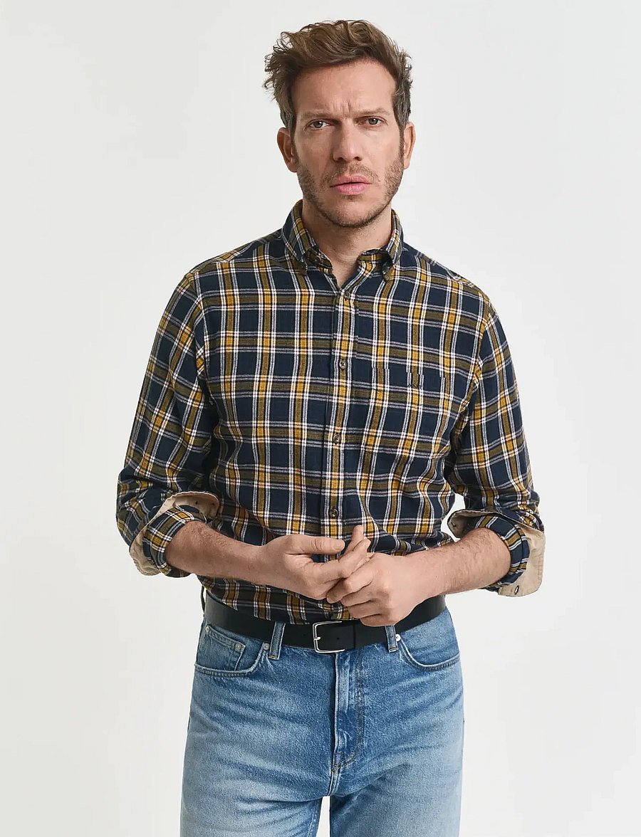 Gant - REG WINDBLOWN FLANNEL CHECK SHIRT - flannel skyrtur - evening blue - 4