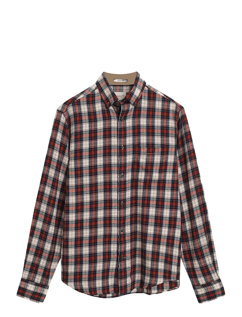 GANT - REG WINDBLOWN FLANNEL CHECK SHIRT - flannel shirts - modern rust - 1