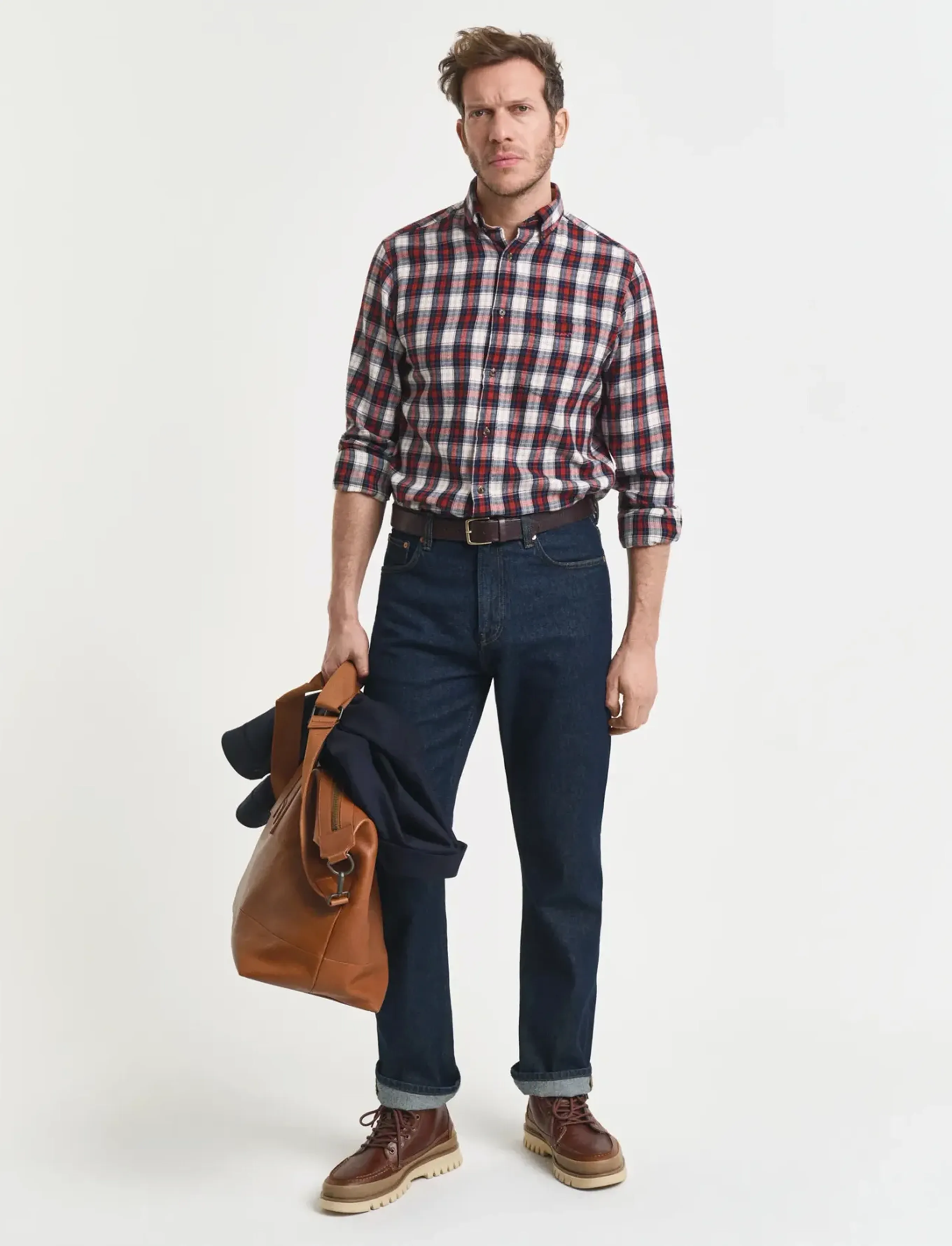 GANT REG WINDBLOWN FLANNEL CHECK SHIRT - Campaign - MODERN RUST / brown