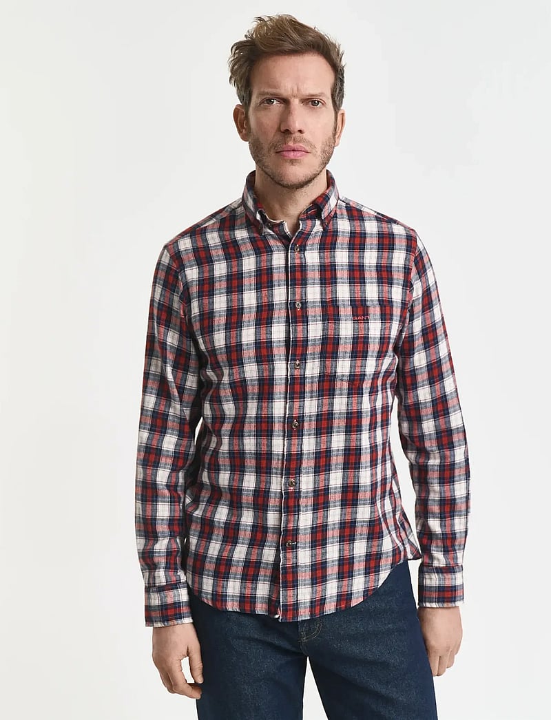 GANT - REG WINDBLOWN FLANNEL CHECK SHIRT - flannel shirts - modern rust - 3