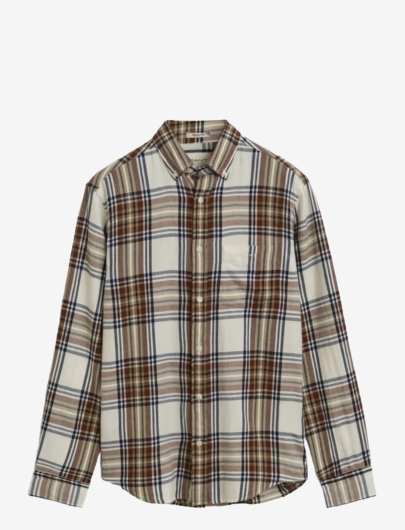GANT - REG WINDBLOWN FLANNEL CHECK SHIRT - flanellskjortor - cream - 0