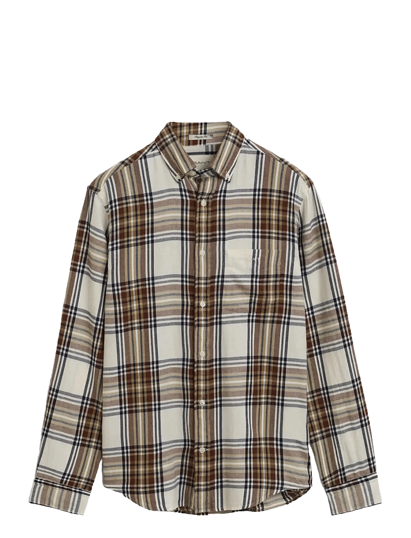 GANT - REG WINDBLOWN FLANNEL CHECK SHIRT - flanellskjortor - cream - 0
